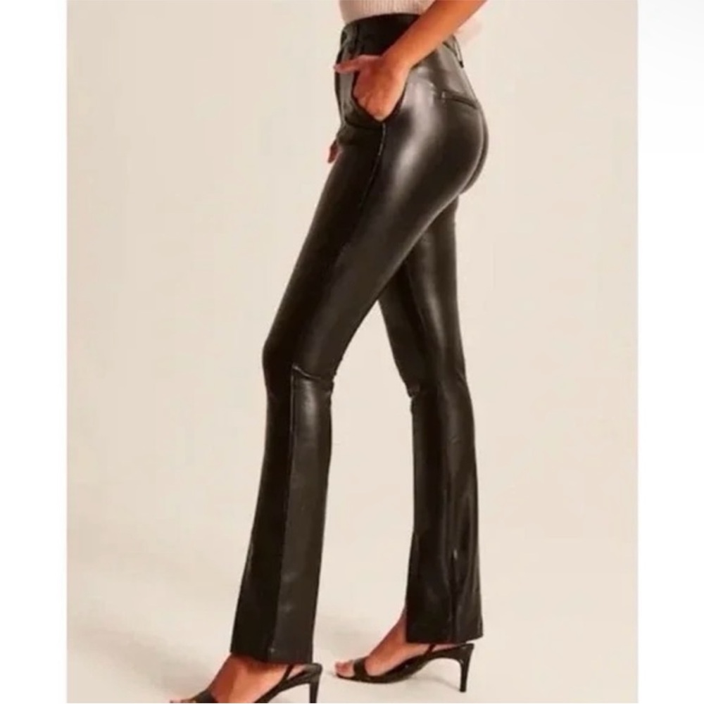 Abercrombie & Fitch The Skinny Ultra High Rise Vegan Leather Pants Sz 30 - Picture 2 of 5